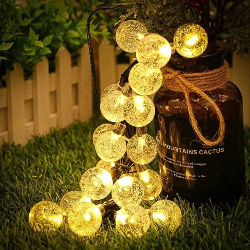 Solar Bubble Balls Lamp String Lights Outdoor Water Drops Outdoor Waterproof Orb Christmas Lights Patio Holiday Party Vue