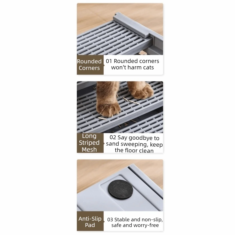 Non Slip Cat Litter Stair Removable Waterproof Cat Toilet Pedals Durable Filter Function Cat Litter Box Footrest Pet Bedpans Vue