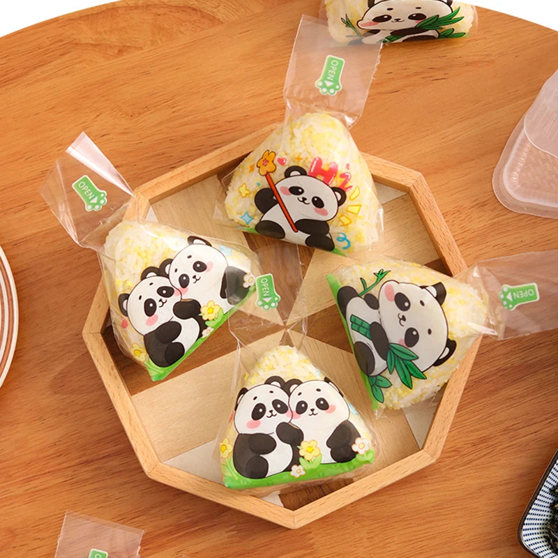 50Pcs Lovely Cartoon Panda Packaging Bag Nori Onigiri Sushi Bag For Triangle Rice Ball Sushi Making Mold Bento Accessories Vue