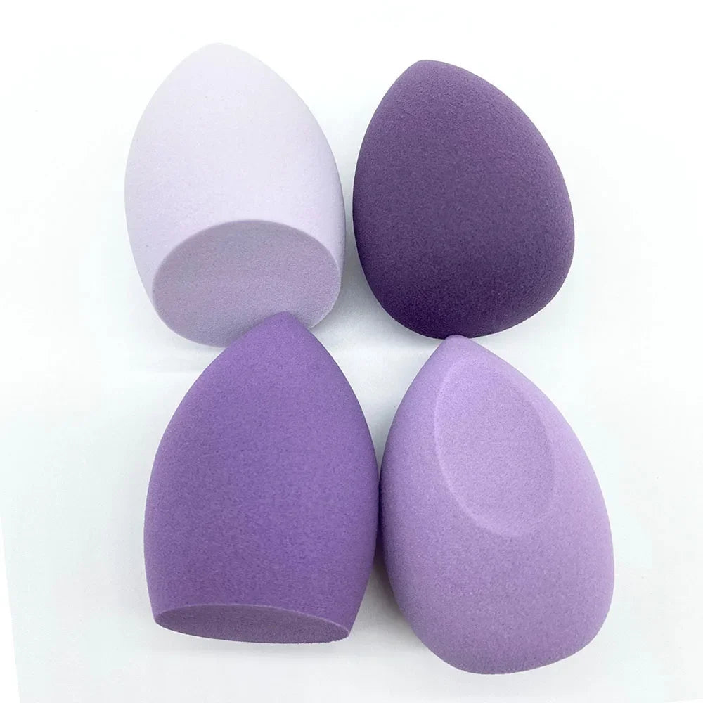4pcs Sponge Beauty Cosmetic Powder Egg Foundation Makeup Puff Dry and Wet Combined Powder Puff Bevel Cut Make Up Sponge Tools Vue M81 PURPLE