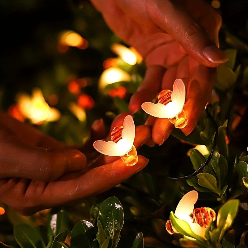 Life-Like Solar Bee Lights - 20/50 LEDs, Auto On/Off, 8 Modes for Christmas, Halloween, & Garden Glowing! Vue