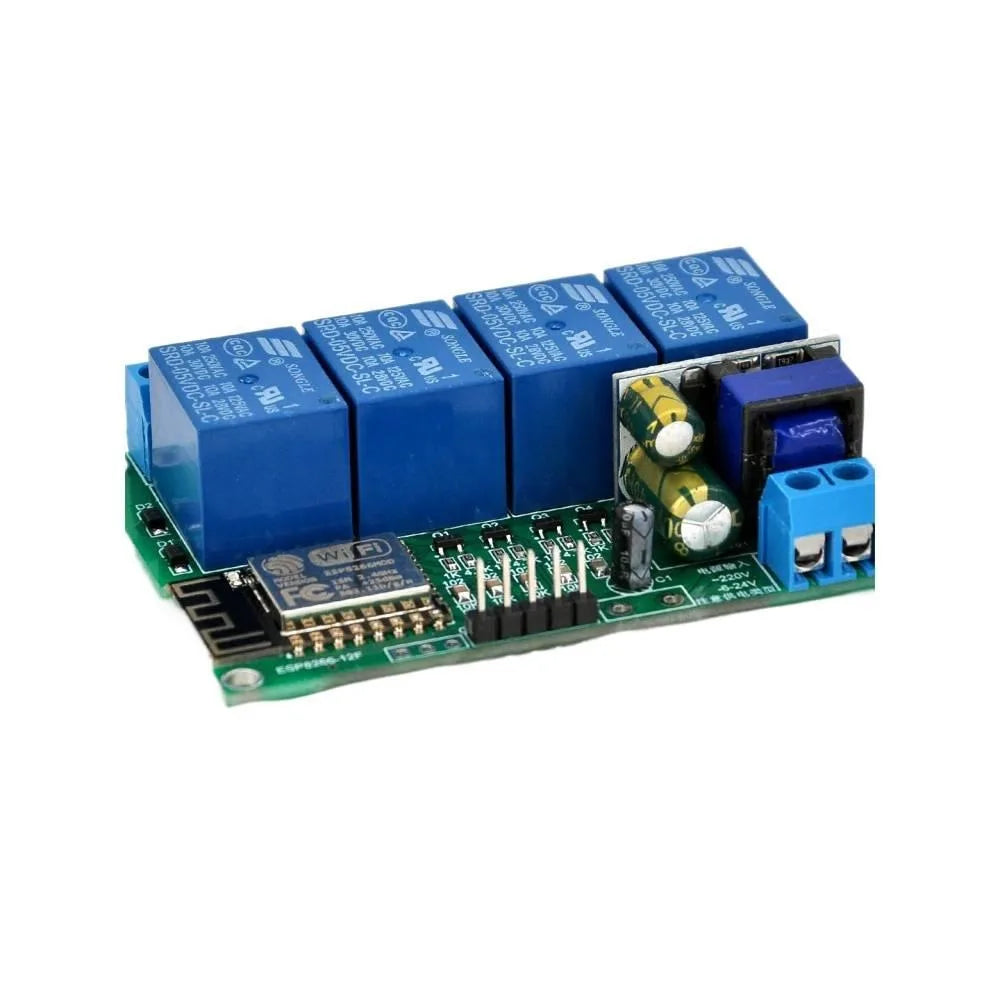 4 Way ESP8266-12F Secondary Development Relay Module WiFi 220V/12V Powered Remote Control Relay Support TCPServer/TCPClient Mode Vue