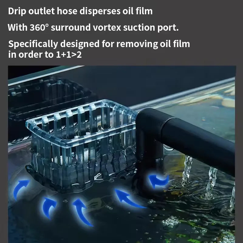 Mini Aquarium Surface Oil Skimmer Filter Mute Auto Oil Film Processor Remove Tool for Fish Tank Water Filtration 220-240V 3W Vue