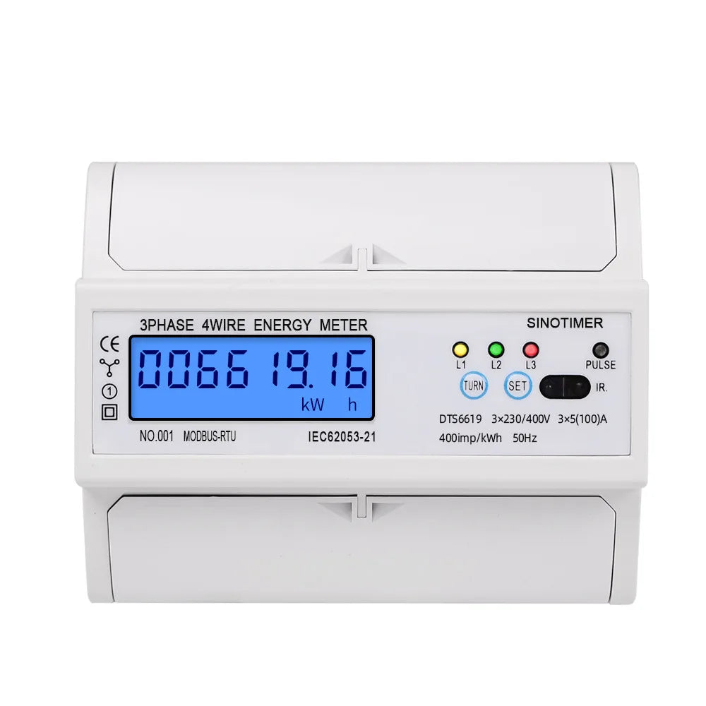 DTS6619-016 7P Three-phase Four Wire Energy Meter LCD Digital Display Meter with Backlight Energy Meter with RS485 Communication Vue