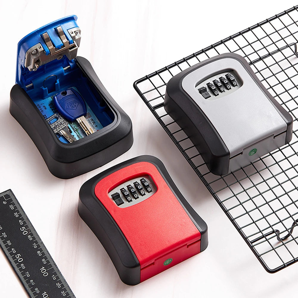 Key Safe Box Weatherproof 4 Digit Combination Outdoor Key Security Storage Case Key Lock Box Wall Mounted Plastic Key Storage Vue