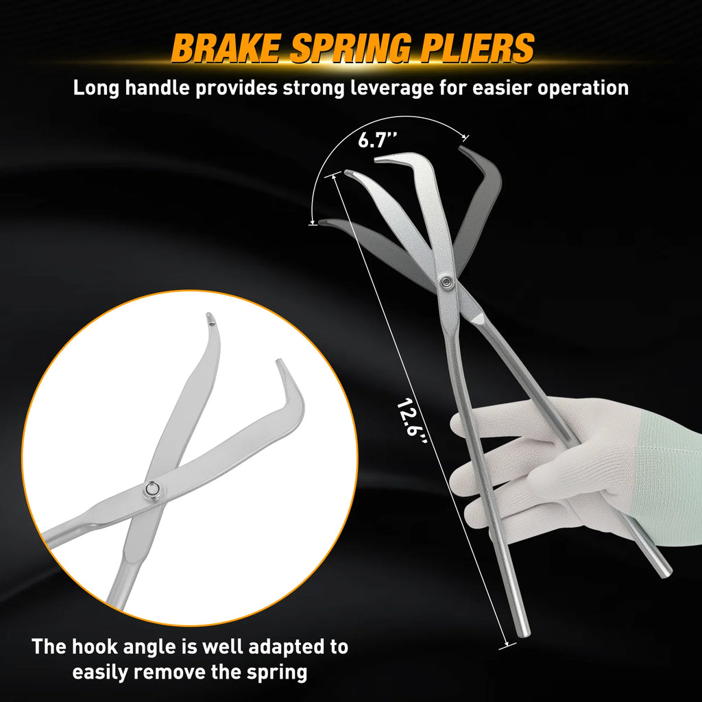 Nilight 8PCS Drum Brake Tool Kit Brake Tool Set with Drum Brake Spring Tool Installer, Remover, Compressor, Retainer, Pliers and Adjustment Spoons Set Brake Tools for Automotive Installer Remover Black Vue