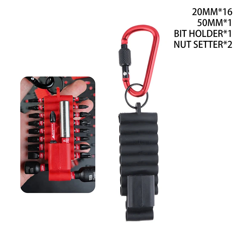 Portable Rubber Screwdriver Bit Holder With Carabiner Keychain Multi Cross Driver Bit Organizer Sleeve Vue A3