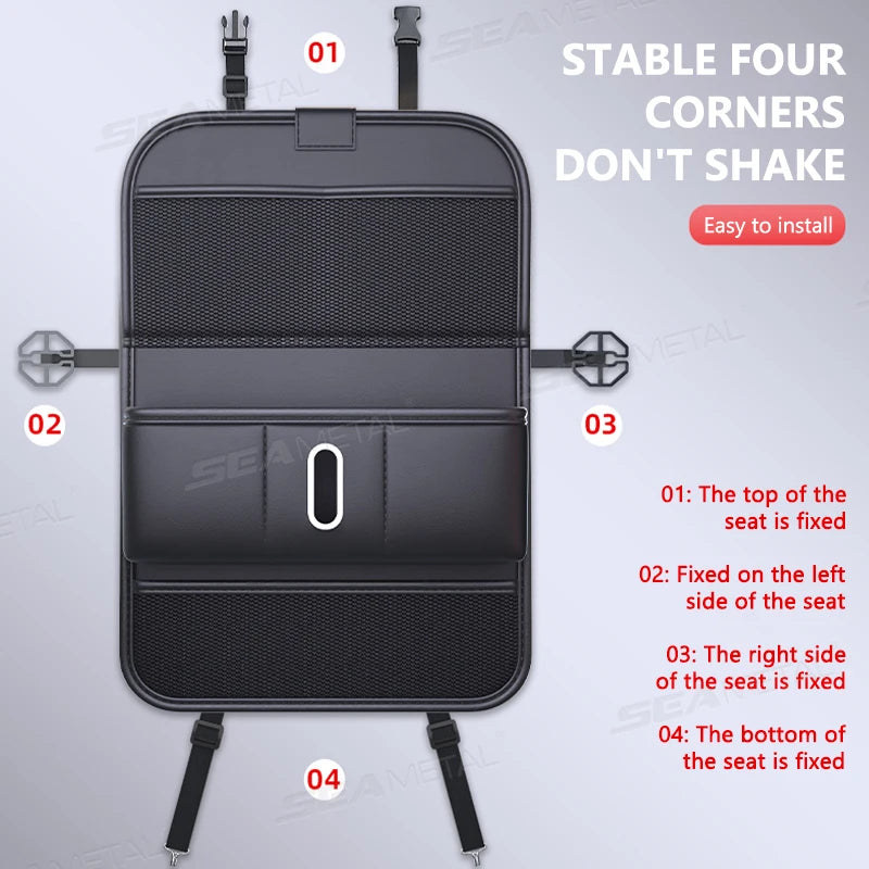 SEAMETAL Car Seat Back Storage Bag Multi-Pocket Backseat Organizer with Foldable Tray Large Capacity Storage Pocket Hanging Bag Vue