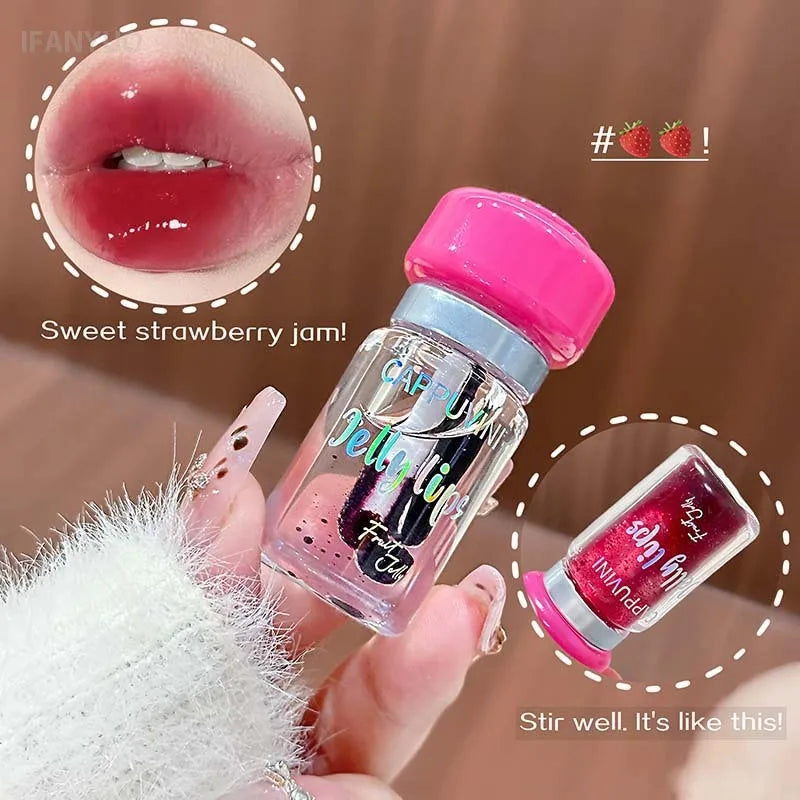 5Color Fruity Lip Tint Water Gloss Clear Tint Moisturizing Waterproof Liquid Lipstick Non-Stick High Pigment Long-Lasting Colors Vue