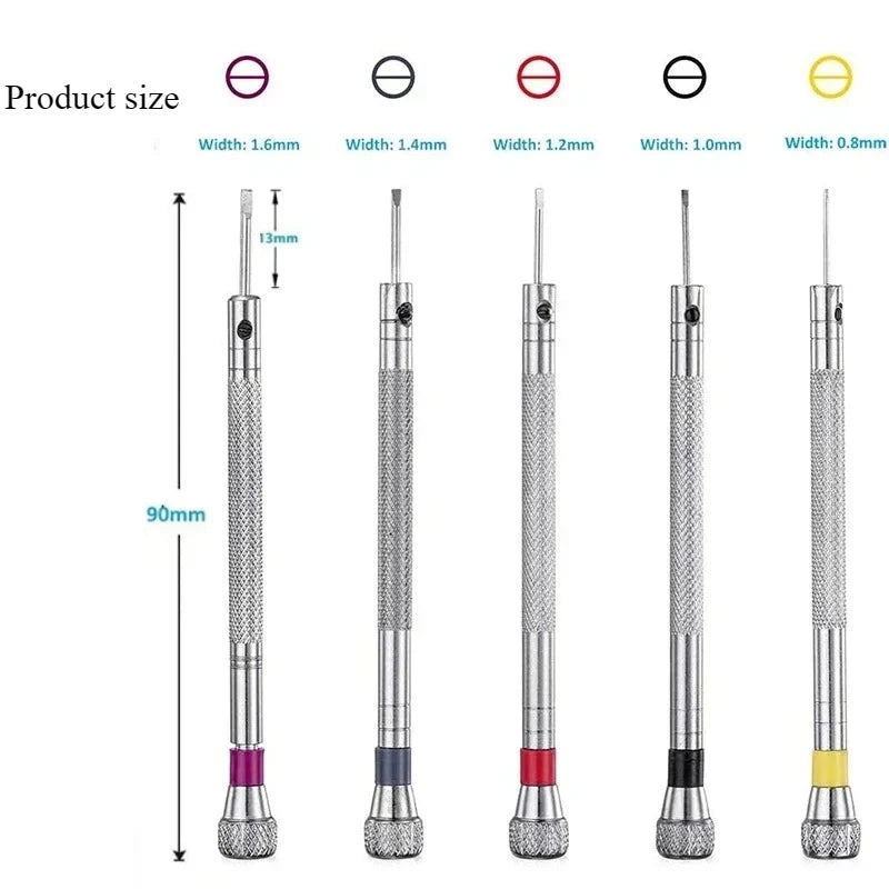5PCS Set 0.8-1.6mm Steel Screwdriver for Watch Repairing Portable Watch Tools Band Removal with Mini Link Pins Watchmaker Tools Vue