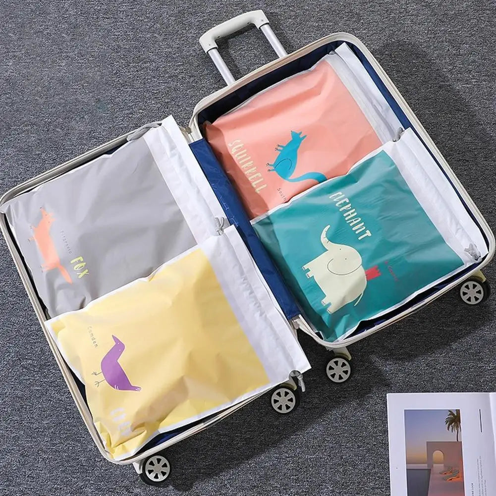 Waterproof Drawstring Bag Double Layer Travel Organizer Cartoon Portable Laundry Pouch for Socks Underwear Dirty Clothes Vue