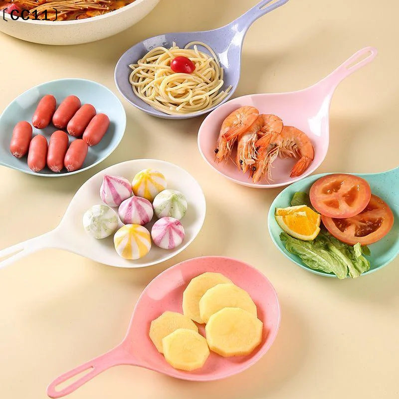 CC11Big Spoon Plate Handle Sauce Dish Plates Handled Serving Korean
