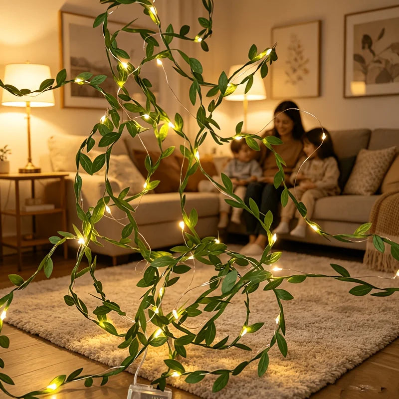 Hanging Green Vine LED Fairy String Lights, Artificial Ivy Decor Lights for Bedroom Patio Wedding Party Indoor Outdoor Decor Vue
