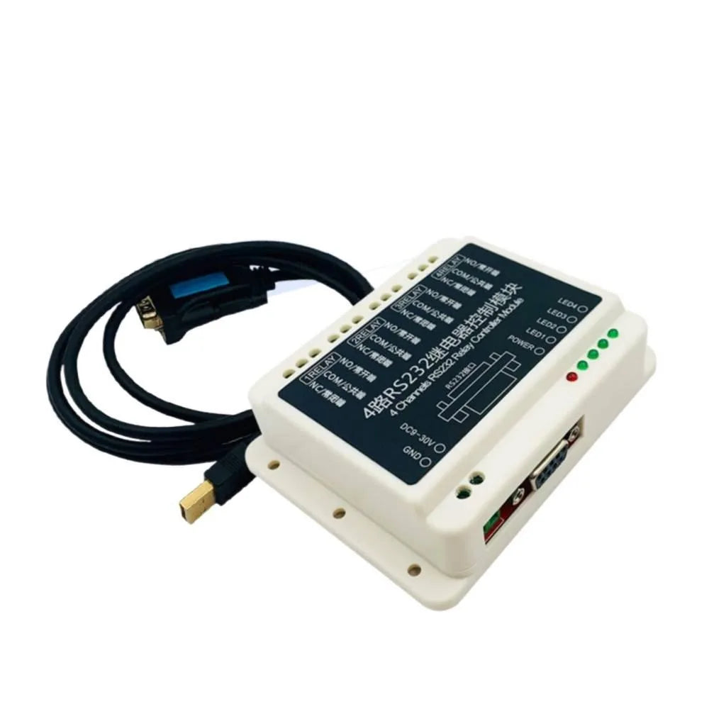 4-channel RS232 Serial Port Relay Control Board Smart Home Control Switch DC9-30V Computer Connection Relay Module Vue
