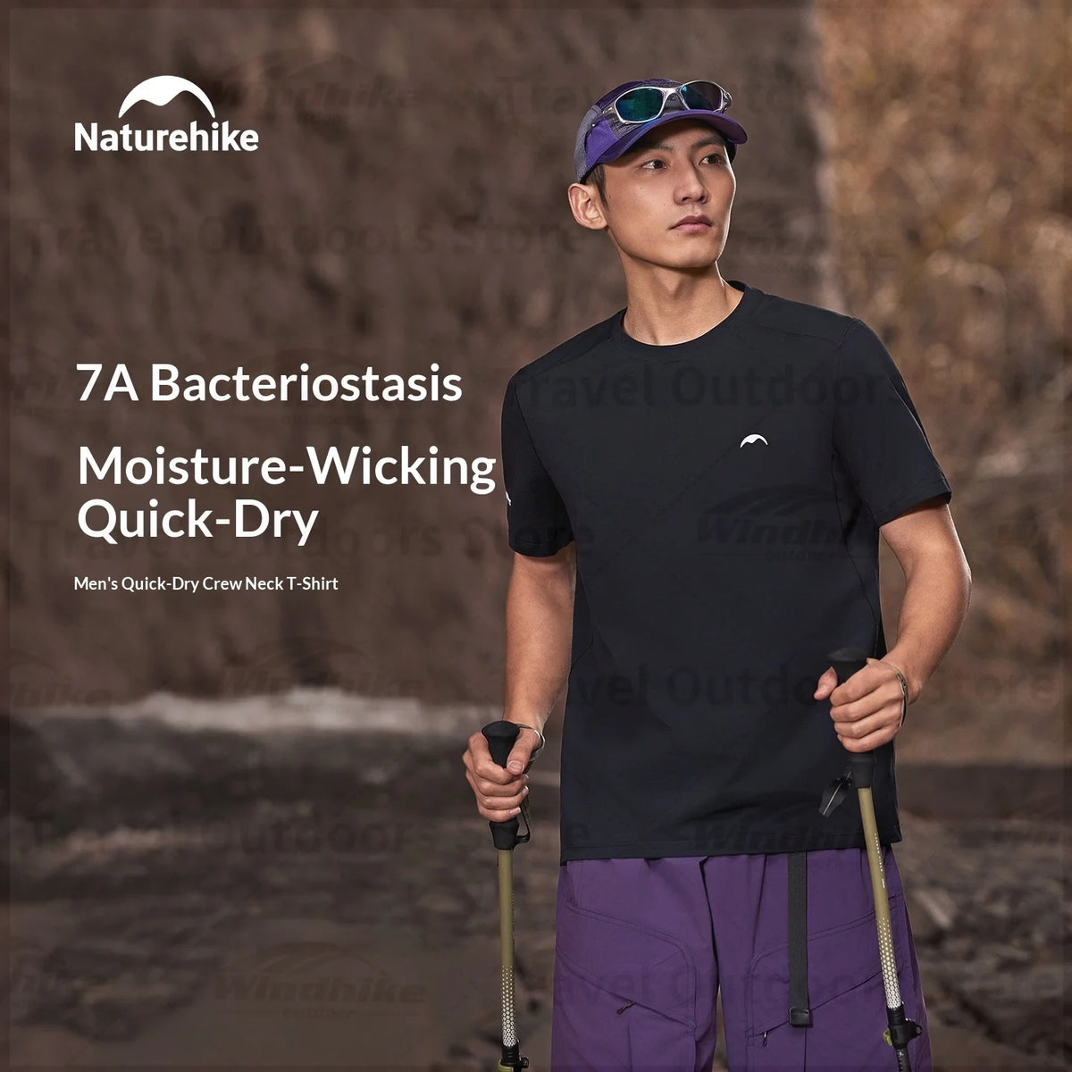 Naturehike Men's Quick-Dry Hiking T-Shirt | Breathable Gym Top Men's Hiking T-Shirt Vue