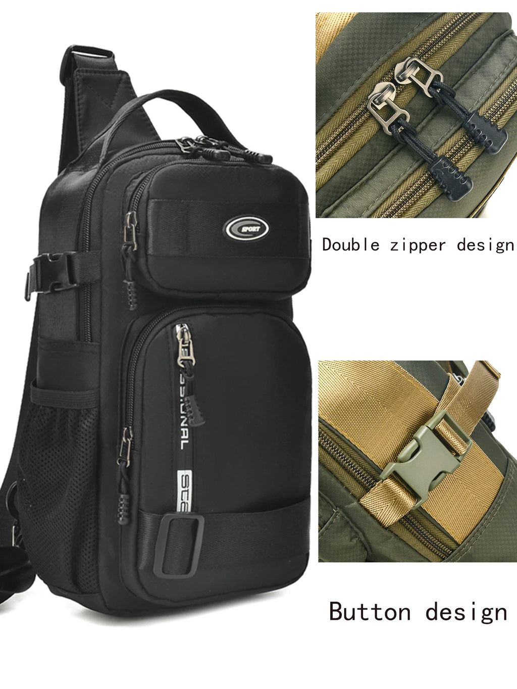 Waterproof Multi-pocket Sling Bag Men Anti-theft Chest Port Casual