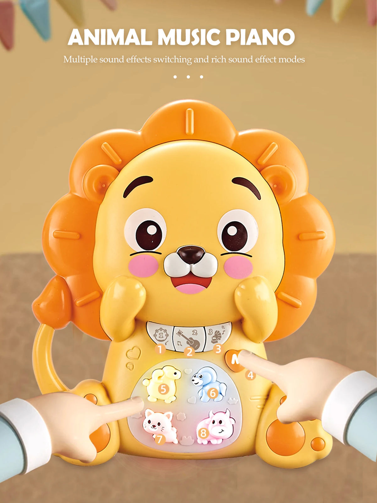 Cartoon Animal Electronic Keyboard, Lighting Music Piano Multi-mode Sound Effect Switching, Puzzle Early Education Toys for 3+ Vue
