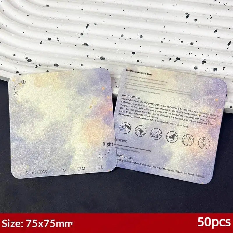 50PCS Gradient Pearlescent Nail Display Cards With Size Mark Colorful Design Perfect For Nail Salon DIY Nail Art Use Vue B B