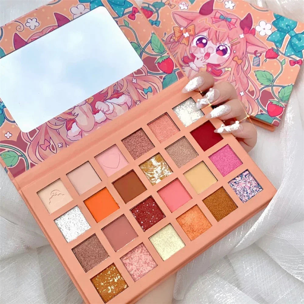 24 Colors Strawberry Girl Eyeshadow Palette Glitter Pearlescent Eyeshadow Waterproof Eye Pigment Plate Makeup Female Cosmetics Vue