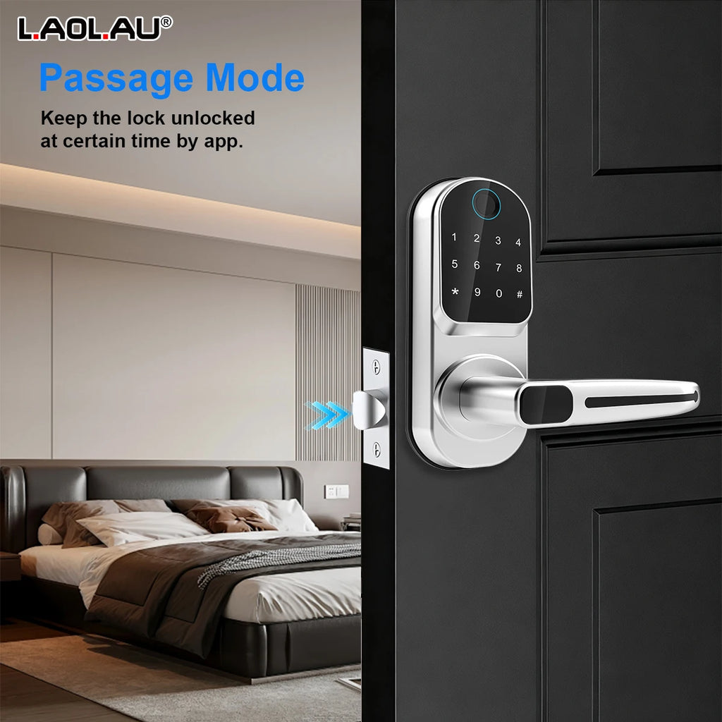 Wifi Smart Door Lock APP/ Biometric Fingerprint / NFC/ Password /Keypads /Key Unlock/ USB Emergency Charger Electronic Lock Vue