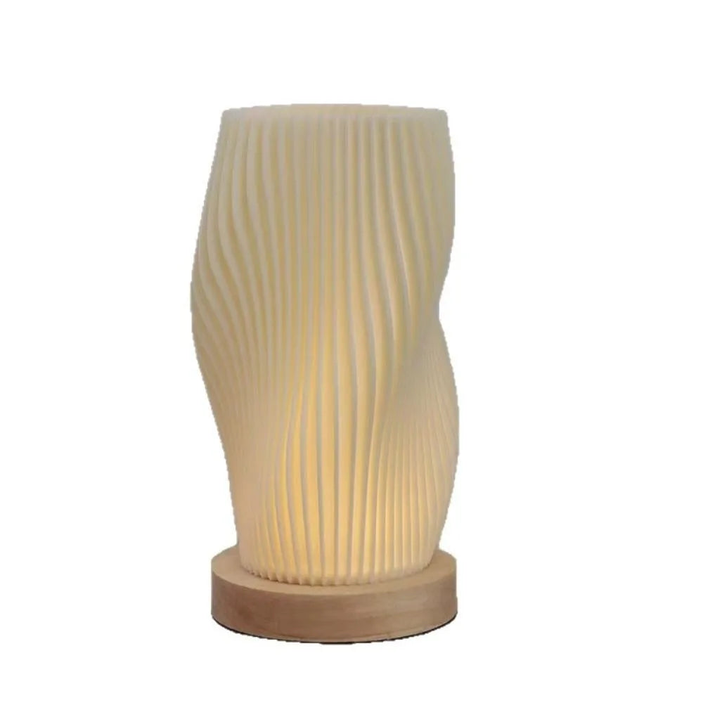Dimmable 3D Pleated Table Lamp Atmosphere Lamp 3 Color INS Minimalist LED Desk Lamp Eye Protection Home Decoration Bedside Lamp Vue Beige