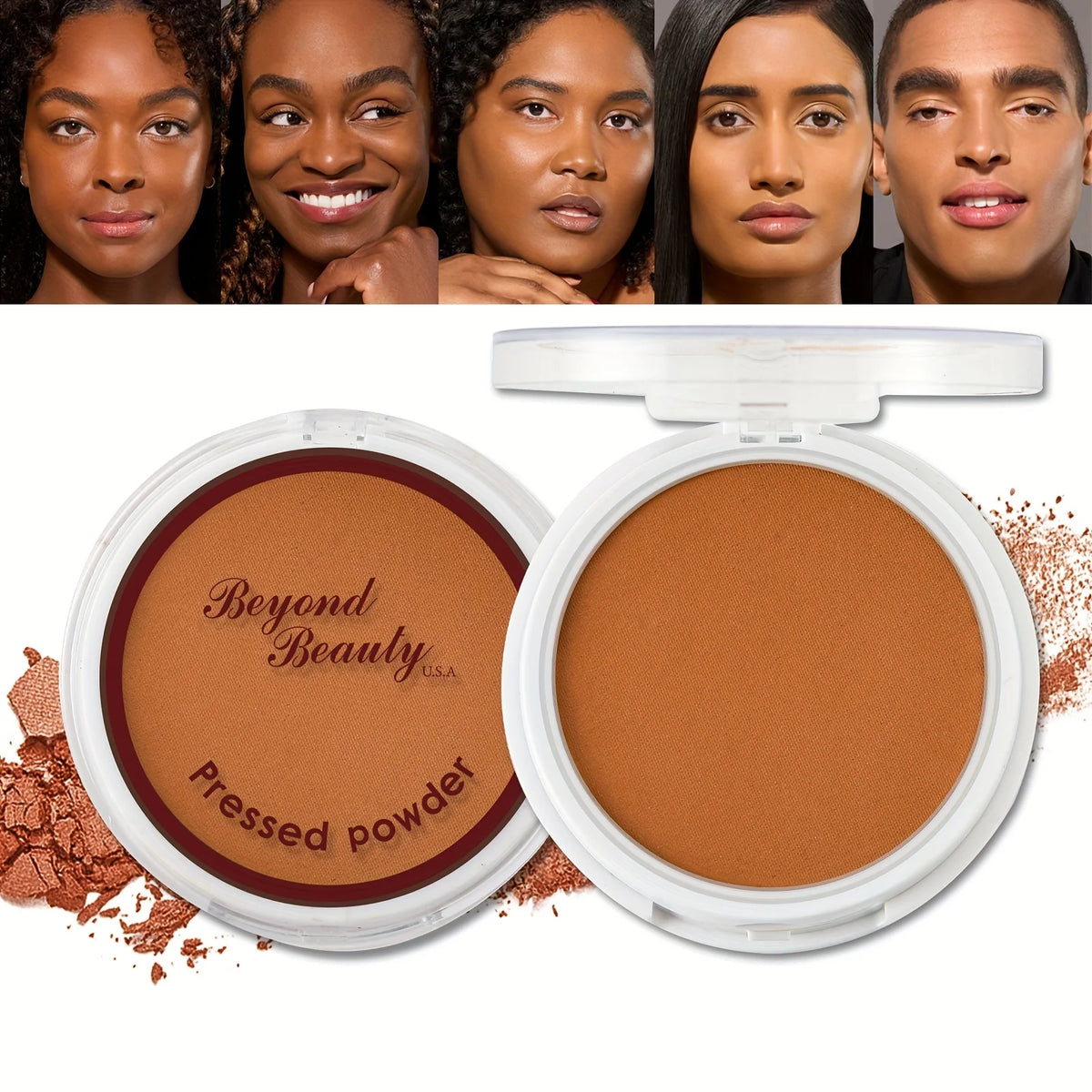 Wheat Bronzing Powder for Dark Skin, Matte Finish, Sweatproof & Oil Dark Foundation Concealer, Powder Puff And Mirror Vue