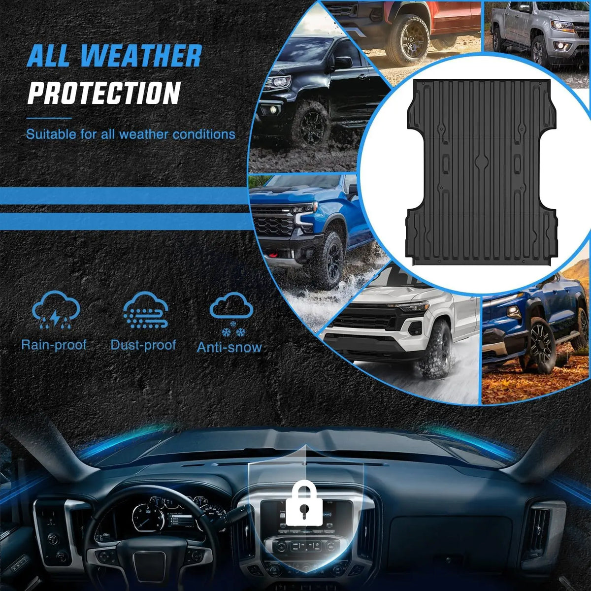Nilight Truck Bed Mat Compatible with 2017-2026 Ford Super Duty F250/F350/F450 6.75 FT, Heavy-Duty Cargo Liner, Non-Slip, All Weather Protection Vue