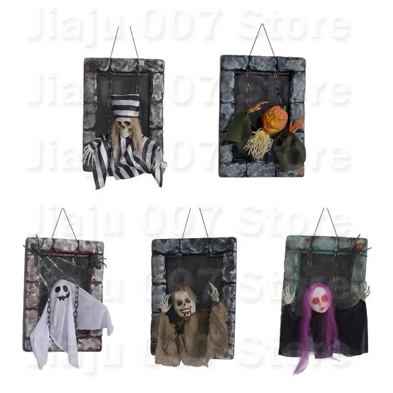 Motion-Activated Hanging Ghost Gravestone | Glowing Eyes & Sounds Halloween Decoration Vue