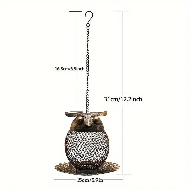 Metal Owl Bird Feeder Automatic Hummingbird Hanging Dispenser Sturdy Outdoor Garden Patio For Bird Lovers Gift For Christmas Vue