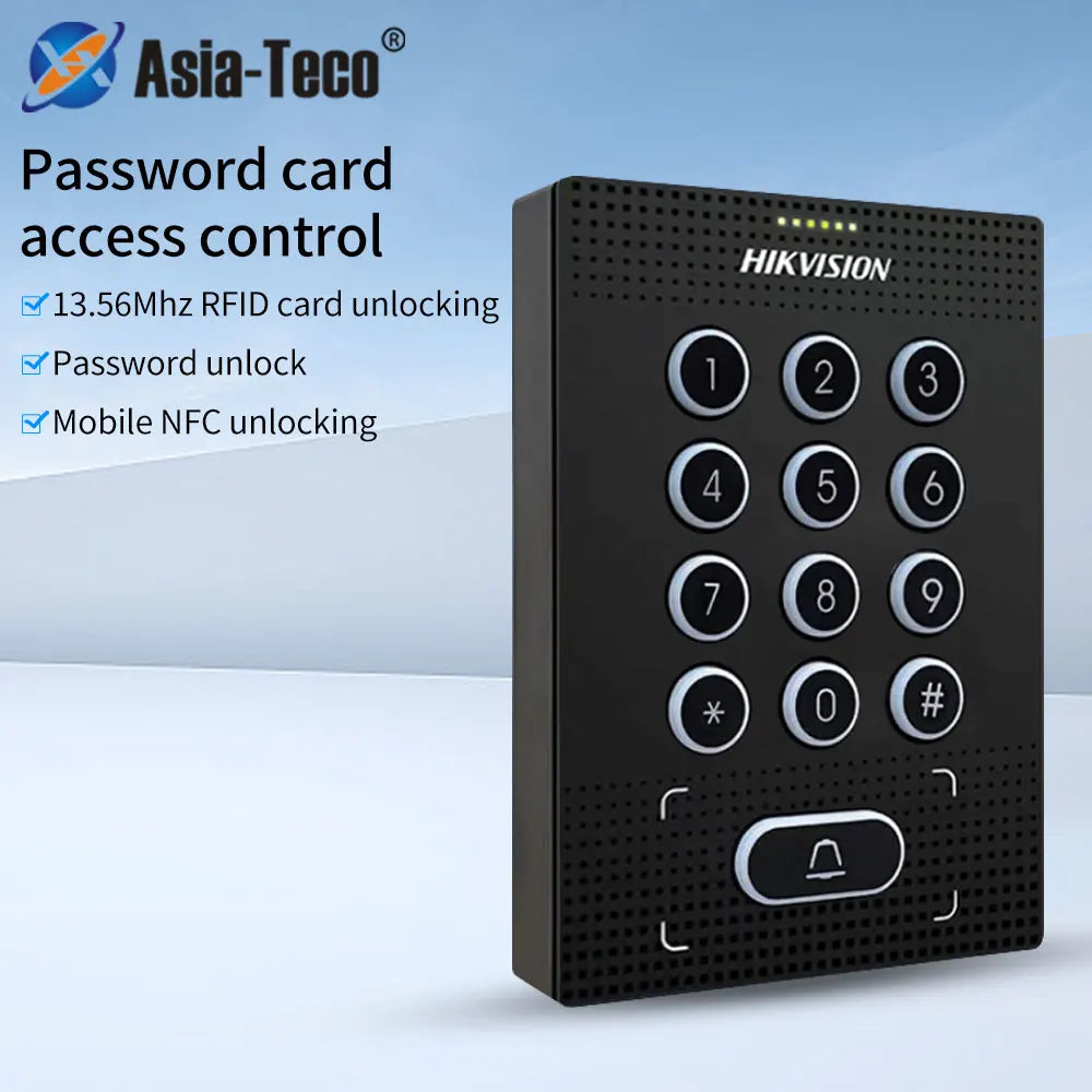 Hikvision Standalone NFC Access Control Keypad And Wiegand Card Reader,Doorbell Alarm Input 13.56Mhz CPU Card Password Door Open Vue Default Title