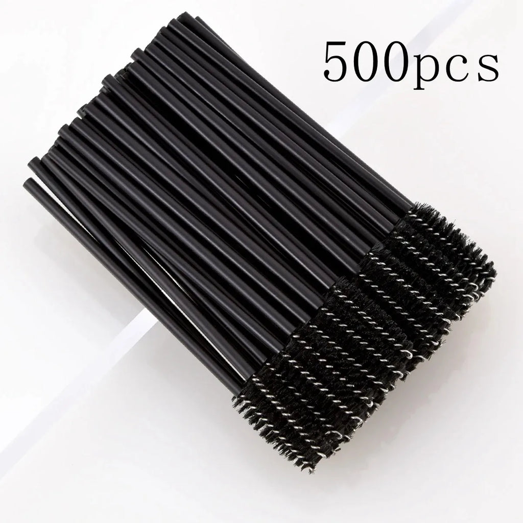 50/1000pcs Disposable Eyelash Brushes Eyelashes Extension Tools Eyebrow Brush Mascara Wands Applicator Spoolers Makeup Tools Vue 500pcs black