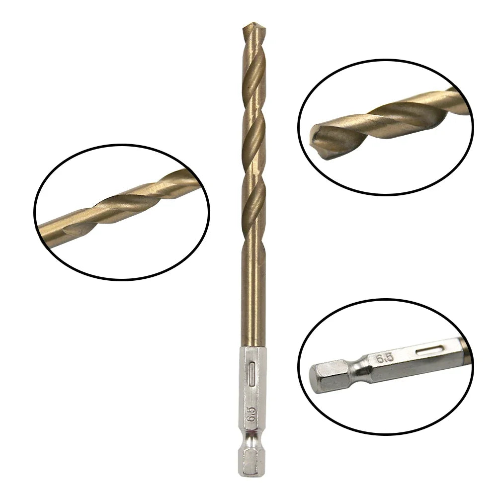 Hexagonal Handle 13pc Titanium Plated Twist Drill 1.5-6.5mm Electric Drill Driver Drilling Air Screwdriver Tool Accessory Set Vue