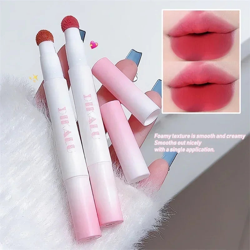 Lip Powder Cream Air Cushion Lips Cream Matte Brick Red Lip Glaze Mud Lipstick Pen Non-Stick Cup Female Lip Tint Korean Makeup Vue