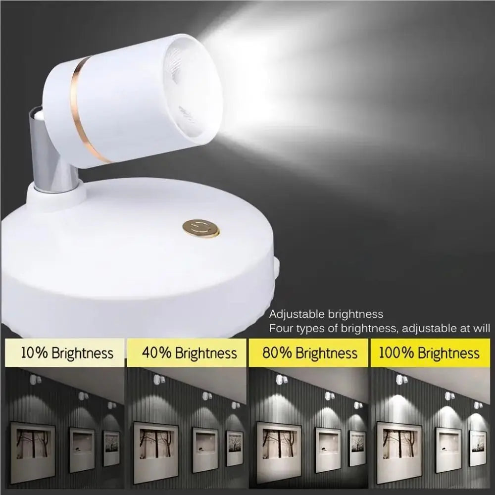 Remote Control Wireless Spotlights Rotatable Adjustable angle Cabinet Spotlights USB Recharged Dimmable LED Spot Lights Wall Vue