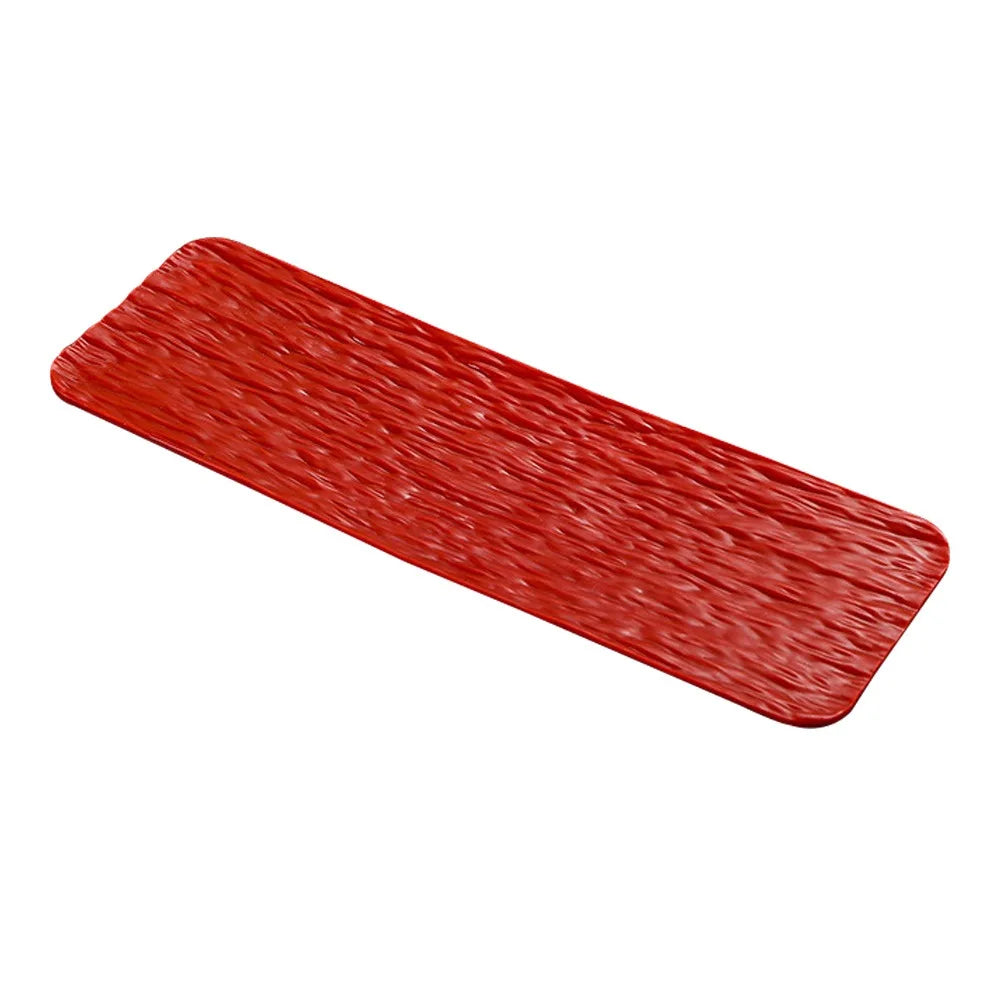 Multicolor Sushi Plate Stone Grain Flat Design Rectangular Long Shape Vue Red