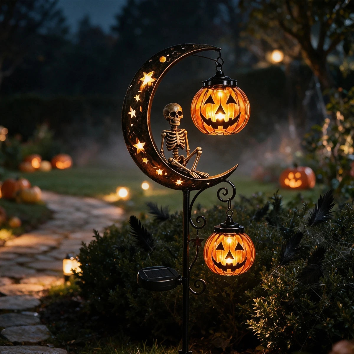 1-2pcs Solar Powered Halloween Black Cat and Pumpkin Yard Stake Light for Garden Lawn Pathway Patio Porch Decor Vue