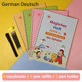 4pcs Reusable Magic Practice Copybook German Kid Grooved Handwriting Tracing Book with Pen Holder Preschool Learning Child Gift Vue 4 books with pen