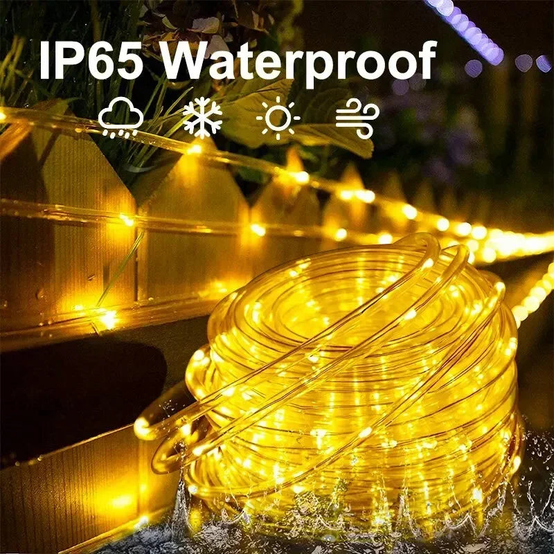 Solar Rope Lights Solar LED Light Path Deck Outdoor Garden Solar String Lights Waterproof Outdoor Lighting Strips 8 Light Modes Vue