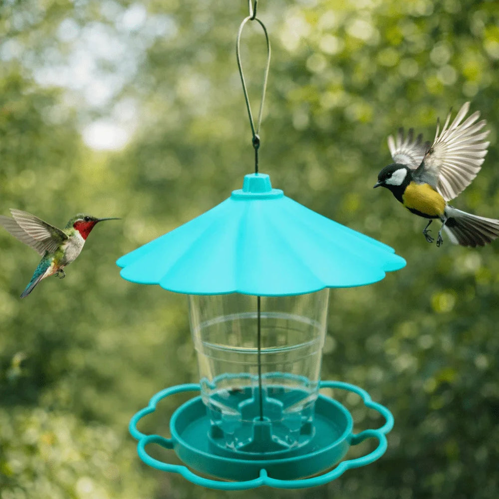 Folding Hanging Wild Bird Feeder Waterproof Gazebo Style Hummingbird Feeder Large Capacity with Lanyard Automatic Bird Feeder Vue