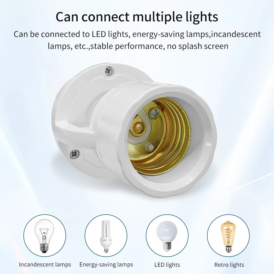 E27 Bulb Holder with PIR Motion Sensor E27 Lamp Base Socket Converter Smart Light Switch Infrared Body Human Detector AC100-240V Vue