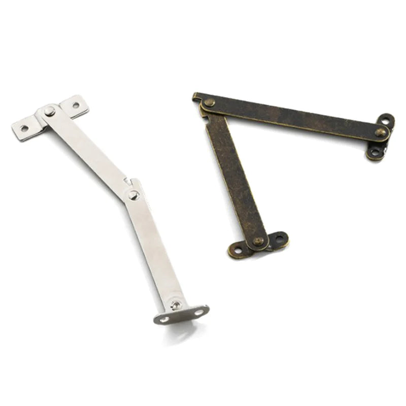2PCS Antique Bronze Lid Support Hinges Iron Furniture Stay Hinges Decorative Box Cabinet Hardware Vue