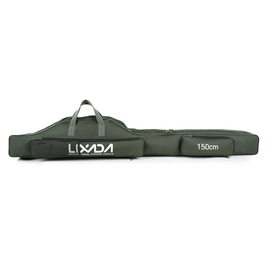 Fishing Bag Portable Folding Fishing Rod Reel Bag Fishing Pole Gear Tackle Tool Carry Case Carrier Travel Storage Bag Organizer Vue 1.5m Army green