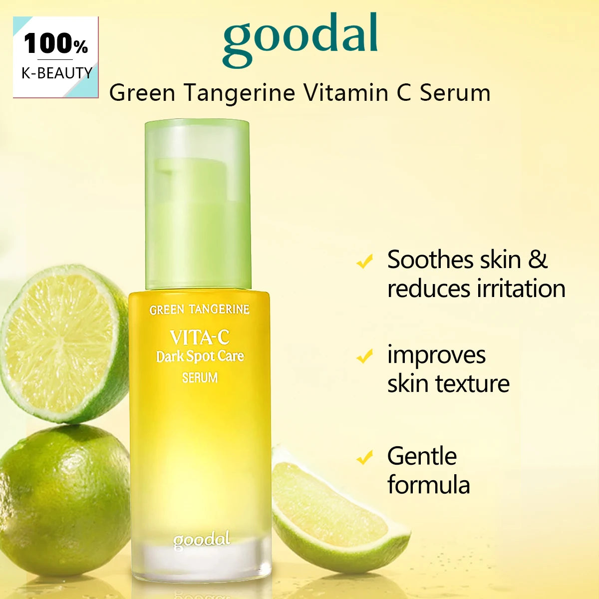 GOODAL Green Tangerine Vitamin C Serum,Lightweight Serum,Reducing Dullness,Antioxidant Protection,Korean Skincare,Korean Makeup Vue