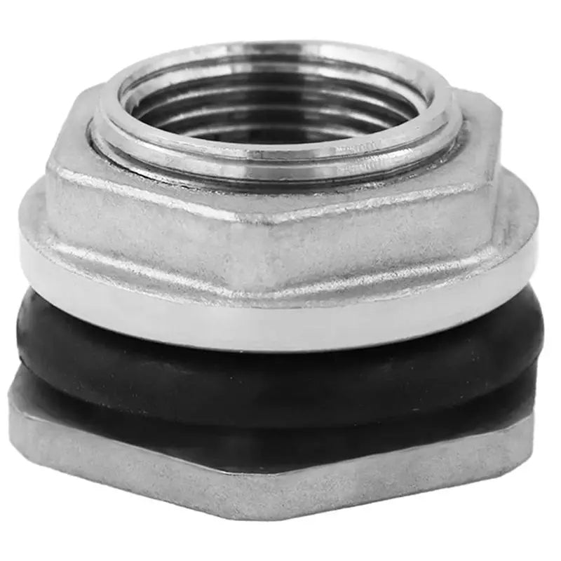 ABKW-Water Tank Connector SUS304 Stainless Steel Thru-Bulk Fitting For Rain Barrels,Aquariums 2Inch Vue Silver 5cm