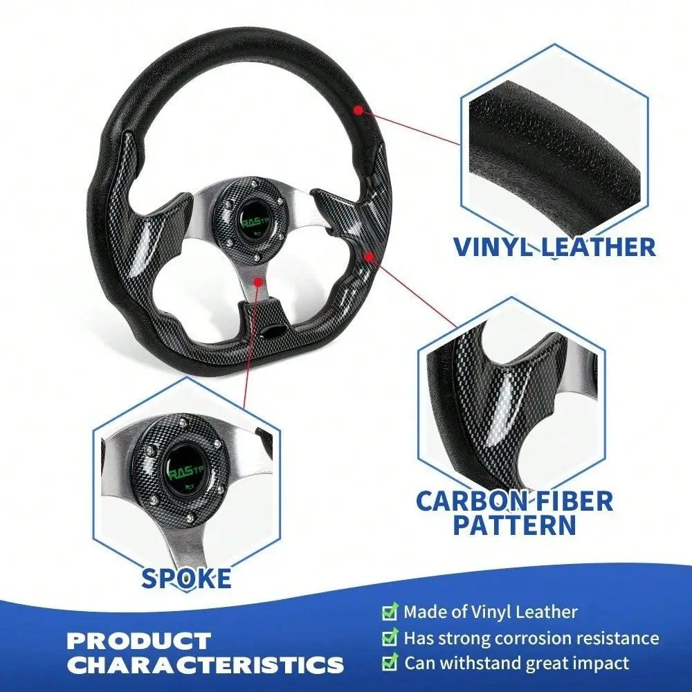 Aluminum Universal D Shape Racing Steering Wheel, With Universal Steering Wheel Quick Release Hub Kit Aluminum Alloy 6Bolt Quic Vue