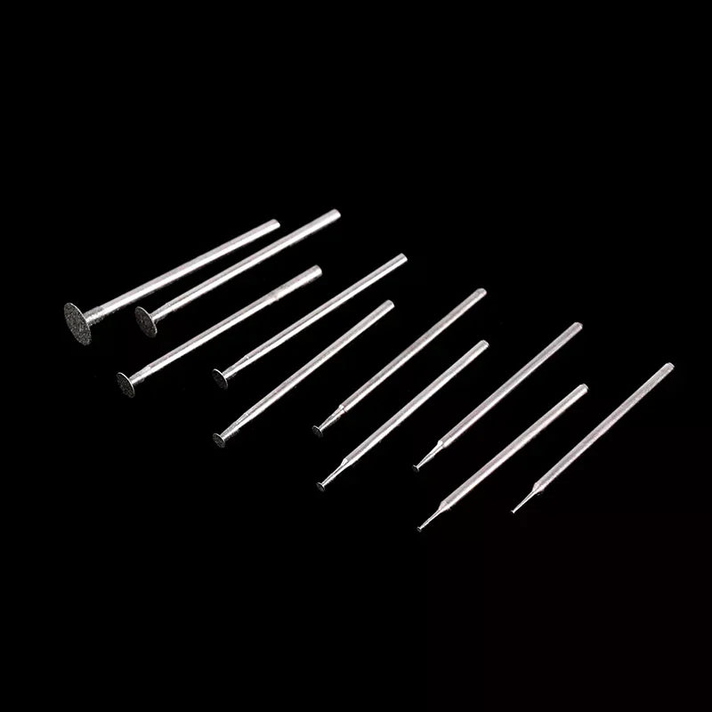 10PCS Ultra-Thin T Head Shank Diamond Mounted Point Stone Jade Carve Polish Engrave Tools Set Grinding Bit Accessory Vue