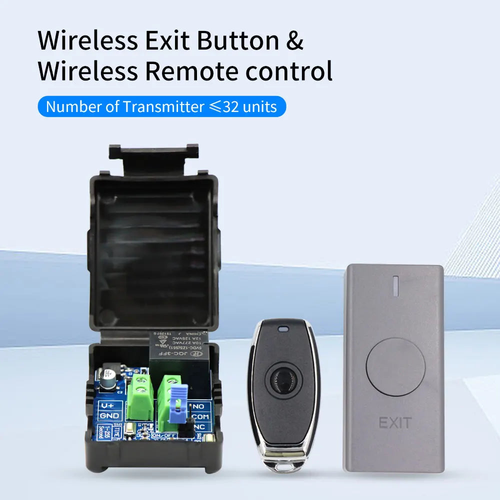 433Mhz Remote Control Wireless Switch DC 12V 1CH RF Relay Receiver & Transmitter For Lamp Door Electromagnetic Lock Exit Button Vue