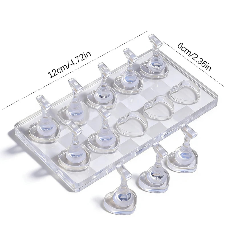 Non-Magnetic Acrylic Cartoon Bear Love Shape Nail Stand False For Cat Eye Gel Press On Nails Display Stand Tips Holder Vue