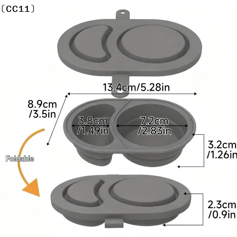 Silicone Snack Containers With Lids Foldable Reusable Snackle Box Containers Double Compartment Condiment Bowls Gadgets〔CC11〕 Vue