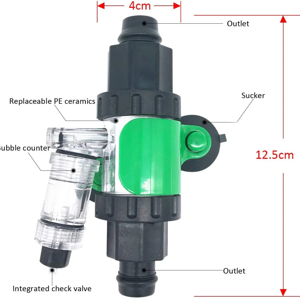 Carbon Dioxide Dissolver CO2 Diffuser Enhanced Dissolution With Bubble Counter Integrated Check Valve For Aquarium Fish Tank Vue